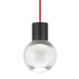 Visual Comfort Mina 7 Light 15-3/32" Wide LED Multi Light Pendant with a Clear Outer and Inner Etched Glass Spheres - 3000K Black / Red Cord
