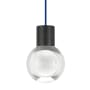 Visual Comfort Mina 7 Light 15-3/32" Wide LED Multi Light Pendant with a Clear Outer and Inner Etched Glass Spheres - 3000K Black / Blue Cord