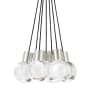 Visual Comfort Mina 7 Light 14" Wide LED Multi Light Pendant with White Cord - 3000K Satin Nickel