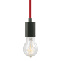 Visual Comfort SoCo 1 Light Mini Pendant with Bronze Modern Socket and 8 Foot Colored Cord Red