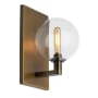 Visual Comfort Gambit Single Light 9" Tall Wall Sconce with Glass Globe Shade Aged Brass / Clear