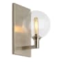 Visual Comfort Gambit Single Light 9" Tall Wall Sconce with Glass Globe Shade Satin Nickel / Clear