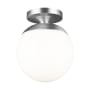 Visual Comfort Leo 8" Wide Semi-Flush Globe Ceiling Fixture with Smooth White Glass Shade Satin Aluminum