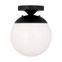 Visual Comfort Leo 8" Wide Semi-Flush Globe Ceiling Fixture with Smooth White Glass Shade Midnight Black
