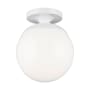 Visual Comfort Leo 8" Wide Semi-Flush Globe Ceiling Fixture with Smooth White Glass Shade White