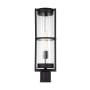 Visual Comfort Alcona 21" Tall Post Light with Ribbed Glass Shade Black