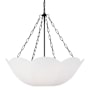 Visual Comfort Stassi 3 Light 24" Wide Pendant with Linen Shade Aged Iron