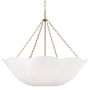 Visual Comfort Stassi 4 Light 32" Wide Pendant with Linen Shade Burnished Brass