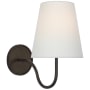 Visual Comfort Lyndsie 11" Tall Wall Sconce with White Linen Shade Aged Iron