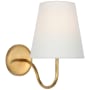 Visual Comfort Lyndsie 11" Tall Wall Sconce with White Linen Shade Hand-Rubbed Antique Brass