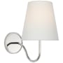 Visual Comfort Lyndsie 11" Tall Wall Sconce with White Linen Shade Polished Nickel