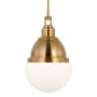 Visual Comfort Bernard 14" Wide Pendant with Frosted Glass Shade Hand-Rubbed Antique Brass