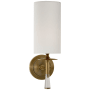 Visual Comfort Drunmore 14-1/4" High Wall Sconce with Linen Shade Hand Rubbed Antique Brass
