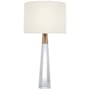 Visual Comfort Olsen 33" Tall Cordless LED Buffet Table Lamp Crystal / Hand-Rubbed Antique Brass / Linen