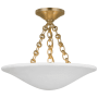 Visual Comfort Mollino 3 Light 16" Wide Semi-Flush Bowl Ceiling Fixture Hand-Rubbed Antique Brass