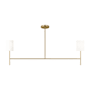 Visual Comfort Key 2 Light 52" Wide Linear Chandelier with Linen Shades Burnished Brass