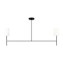 Visual Comfort Key 2 Light 52" Wide Linear Chandelier with Linen Shades Midnight Black