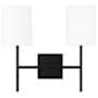 Visual Comfort Key 2 Light 16" Wide Vanity Light with Linen Shades Midnight Black