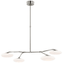 Visual Comfort Brindille 4 Light 48" Wide LED Chandelier with Frosted Glass Shades Polished Nickel