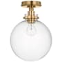 Visual Comfort Parkington 10" Wide Semi-Flush Globe Ceiling Fixture Antique-Burnished Brass / Clear Glass