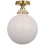 Visual Comfort Parkington 10" Wide Semi-Flush Globe Ceiling Fixture Antique-Burnished Brass / White Glass