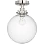 Visual Comfort Parkington 10" Wide Semi-Flush Globe Ceiling Fixture Polished Nickel / Clear Glass