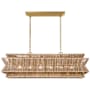 Visual Comfort Antigua 6 Light 54" Wide Linear Chandelier Antique Burnished Brass / Natural Abaca
