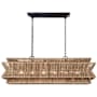 Visual Comfort Antigua 6 Light 54" Wide Linear Chandelier Bronze / Natural Abaca