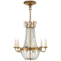 Visual Comfort Paris Flea Market 16" Small Chandelier with Seeded Glass by E. F. Chapman Gilded Iron