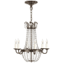 Visual Comfort Paris Flea Market 16" Small Chandelier with Seeded Glass by E. F. Chapman Sheffield Silver