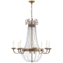 Visual Comfort Paris Flea Market 32" Large Chandelier with Seeded Glass by E. F. Chapman Antique Burnished Brass