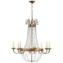 Visual Comfort Paris Flea Market 32" Large Chandelier with Seeded Glass by E. F. Chapman Gilded Iron