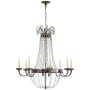 Visual Comfort Paris Flea Market 32" Large Chandelier with Seeded Glass by E. F. Chapman Sheffield Silver