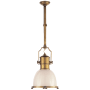 Visual Comfort Country 14" Industrial Small Pendant with White Glass by E. F. Chapman Antique Burnished Brass