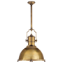 Visual Comfort Country 20" Industrial Large Pendant with Metal Shade by E. F. Chapman Antique Burnished Brass