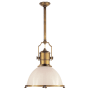 Visual Comfort Country 20" Industrial Large Pendant with White Glass by E. F. Chapman Antique Burnished Brass