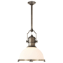 Visual Comfort Country 20" Industrial Large Pendant with White Glass by E. F. Chapman Antique Nickel
