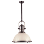 Visual Comfort Country 20" Industrial Large Pendant with White Glass by E. F. Chapman Bronze