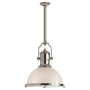 Visual Comfort Country 20" Industrial Large Pendant with White Glass by E. F. Chapman Polished Nickel