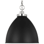 Visual Comfort Wellfleet 16" Wide Bell Shade Pendant Midnight Black / Polished Nickel
