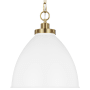 Visual Comfort Wellfleet 16" Wide Bell Shade Pendant Matte White / Burnished Brass