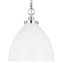 Visual Comfort Wellfleet 16" Wide Bell Shade Pendant Matte White / Polished Nickel
