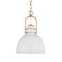 Visual Comfort Upland 16" Wide Pendant Matte White / Burnished Brass