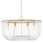 Visual Comfort Pierce 6 Light 28" Wide Pendant with Clear Glass Rods Burnished Brass
