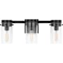 Visual Comfort Garrett 3 Light 21" Wide Vanity Light with Clear Glass Shades Aged Iron