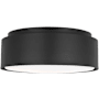 Visual Comfort Dartmore 2 Light 15" Wide Flush Mount Drum Ceiling Fixture with Steel Outer And Etched Opal Glass Inner Shade Midnight Black