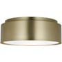 Visual Comfort Dartmore 2 Light 15" Wide Flush Mount Drum Ceiling Fixture with Steel Outer And Etched Opal Glass Inner Shade Satin Brass