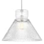 Visual Comfort Liouet 18" Wide Pendant with Clear Ribbed Glass Shade Brushed Nickel