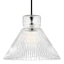 Visual Comfort Liouet 18" Wide Pendant with Clear Ribbed Glass Shade Midnight Black