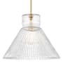 Visual Comfort Liouet 18" Wide Pendant with Clear Ribbed Glass Shade Satin Brass